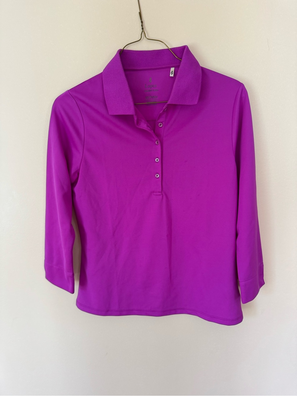 Women’s Fuchsia 3/4 Sleeve Desert Dry Texhnology Polo Top (XS)